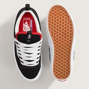 Vans Men’s Black & Red Low-Top Sneakers with White Laces